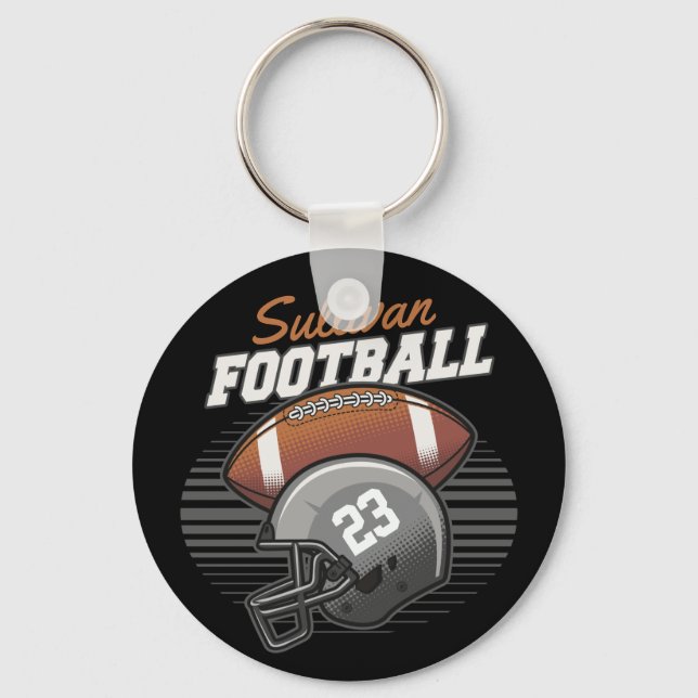 Personalised Football Player Team Number Helmet Key Ring (Front)