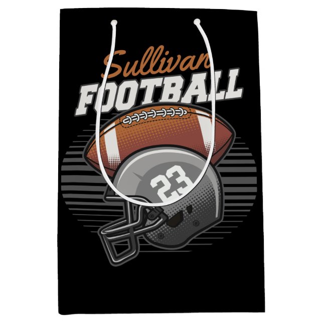 Personalised Football Player Team Number Helmet  Medium Gift Bag (Front)