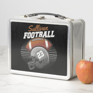Personalised Football Player Team Number Helmet  Metal Lunch Box