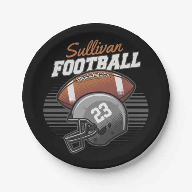 Personalised Football Player Team Number Helmet  Paper Plate (Front)