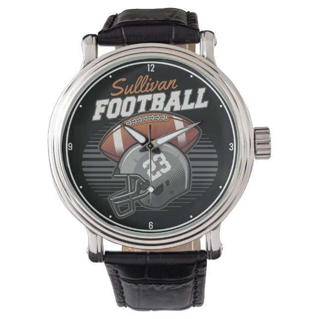 Personalised Football Player Team Number Helmet  Watch (Front)
