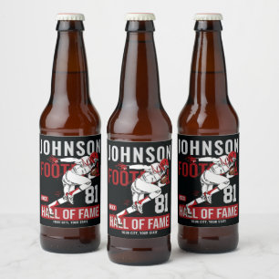 Personalised Football PLAYER Team NUMBER Sports Beer Bottle Label