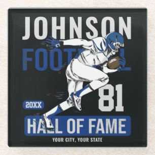Personalised Football PLAYER Team NUMBER Sports  Glass Coaster