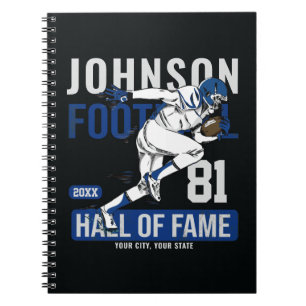 Personalised Football PLAYER Team NUMBER Sports Notebook