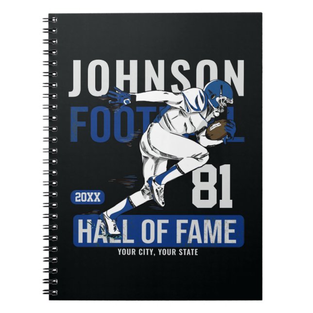 Personalised Football PLAYER Team NUMBER Sports Notebook (Front)