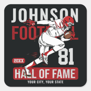 Personalised Football PLAYER Team NUMBER Sports Square Sticker