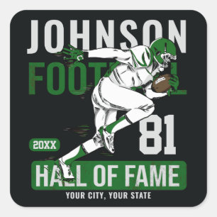 Personalised Football PLAYER Team NUMBER Sports   Square Sticker