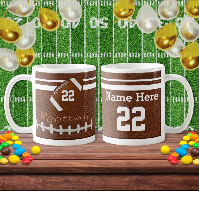 Personalised Football Team Mugs NAME and NUMBER (Football Mugs. Football Senior Night Ideas. Football Team Gifts. Football Christmas Gift Ideas.)