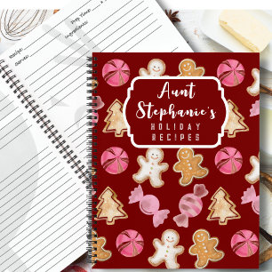Personalised for Aunt Red Holiday Baking Recipe Notebook