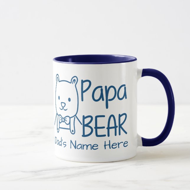 Personalised for Dad Blue Papa Bear two-sided Mug (Right)