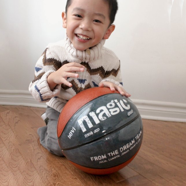 Personalised for Daddy, chalkboard etching Basketball (Gift for Daddy Magic - a personalized basketball from the family.)