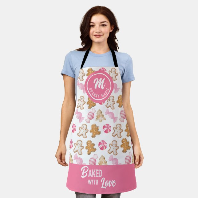 Personalised for Grandma Gingerbread & Sugarplum  Apron (Worn)