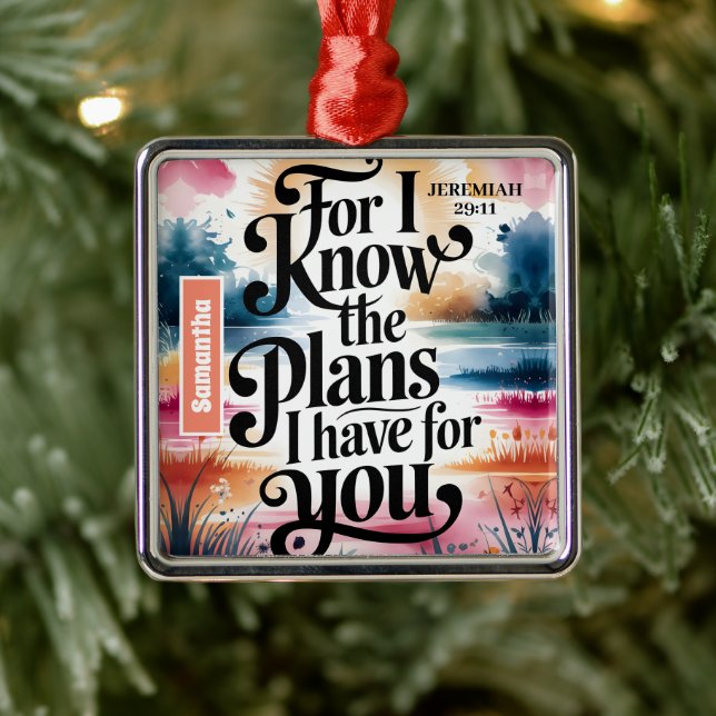 Personalised For I Know The Plans Christian Metal Ornament (Tree)