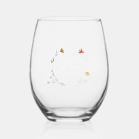 Personalised for Mum Floral Stemless Wine Glass