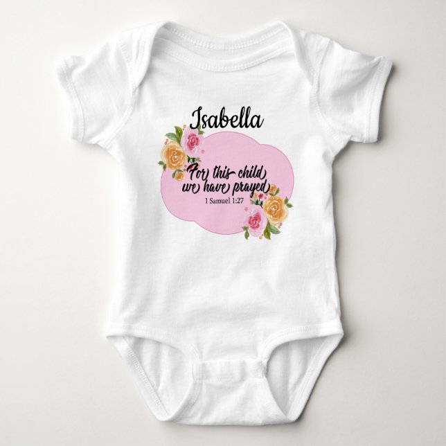 Personalised For This Child We Have Prayed Baby Bodysuit (Front)