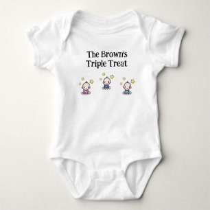 personalised for triplets, triplets gift idea, baby bodysuit