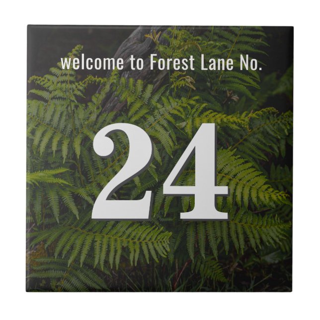 Personalised forest fern House / Apartment Number Ceramic Tile (Front)