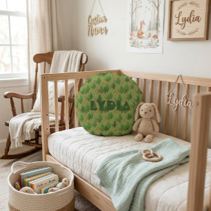 Personalised Forest Fox Baby  Round Cushion