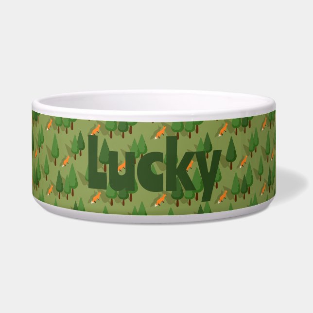Personalised Forest Fox Pet Bowl (Front)