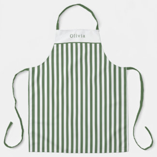 Personalised Forest Green Stripe Pattern Apron