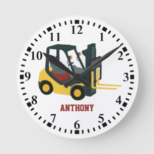 Personalised Forklift Truck Round Clock