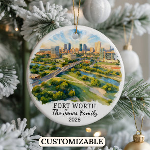 Personalised Fort Worth Ornament, Custom Texas Ceramic Ornament