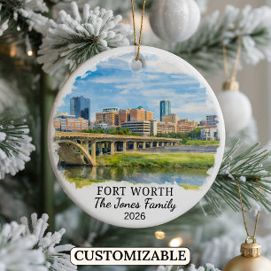 Personalised Fort Worth Ornament, Custom Texas Ceramic Ornament