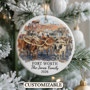 Personalised Fort Worth Ornament, Custom Texas Ceramic Ornament
