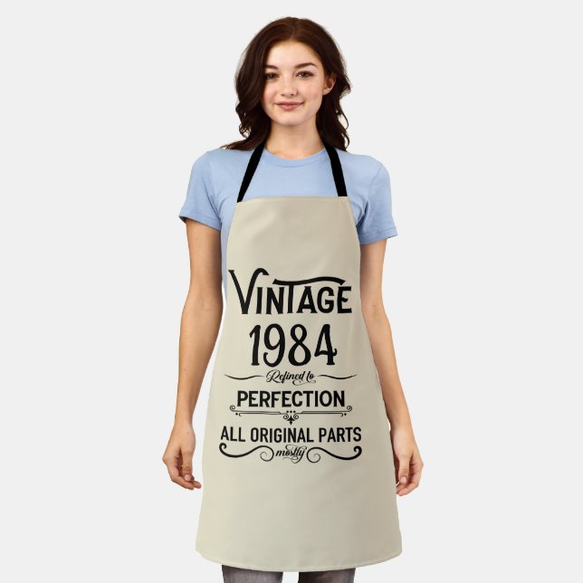 Personalised forty vintage 40th birthday party apron (Worn)