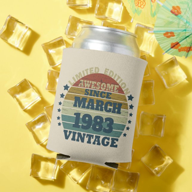 Personalised forty vintage 40th birthday party can cooler (In Situ Summer)