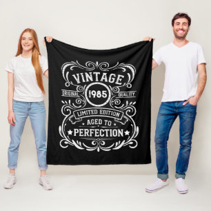 Personalised forty vintage 40th birthday party fleece blanket