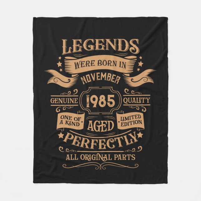 Personalised forty vintage 40th birthday party fleece blanket (Front)