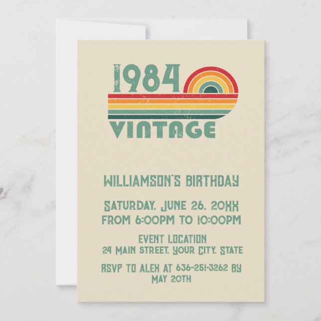 Personalised forty vintage 40th birthday party invitation (Front)