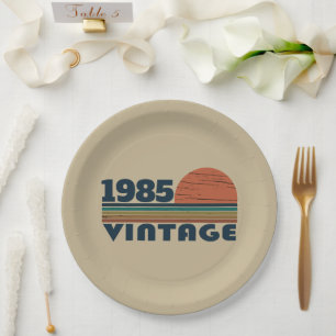 Personalised Forty vintage 40th birthday party Paper Plate