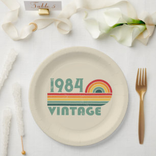 Personalised forty vintage 40th birthday party paper plate