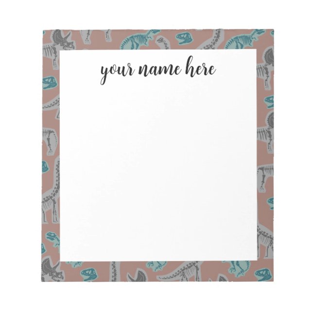 Personalised Fossilised Dinosaur Notepad (Front)