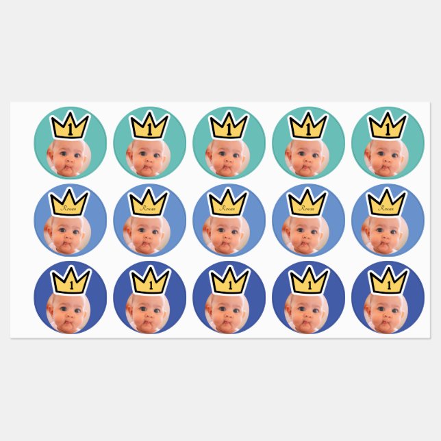 PERSONALISED foto face stickers party crown faces (Sheet)