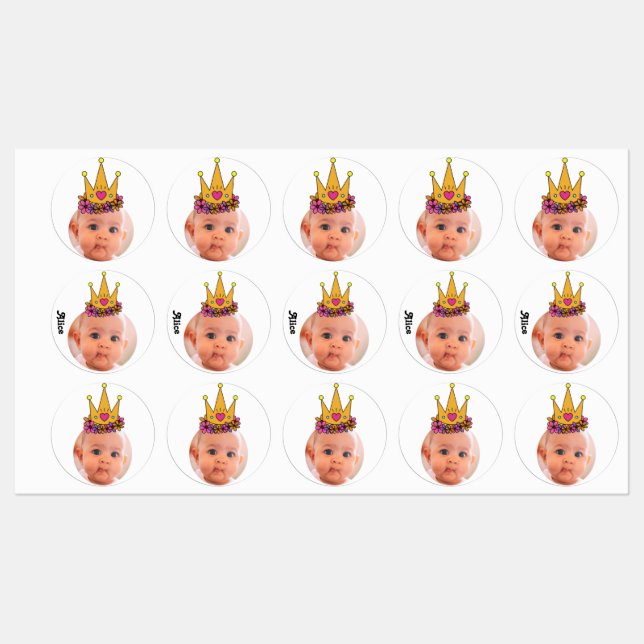 PERSONALISED foto face stickers party crown faces (Sheet)
