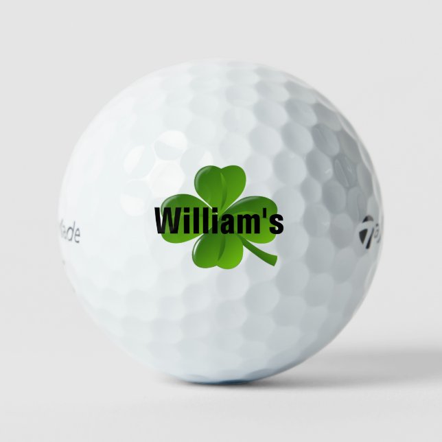 Personalised Four Leaf Clover Lucky Golf Balls (Front)
