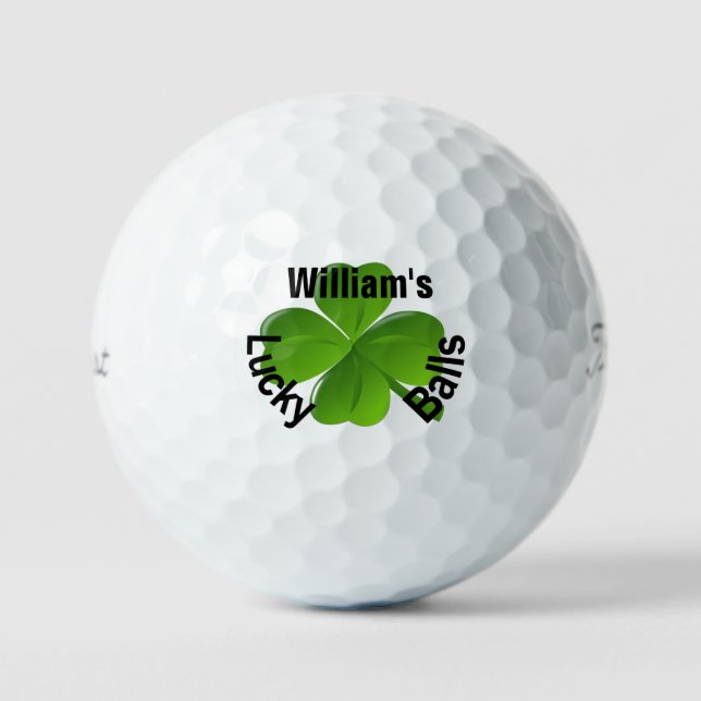 Personalised Four Leaf Clover Lucky Golf Balls (Front)