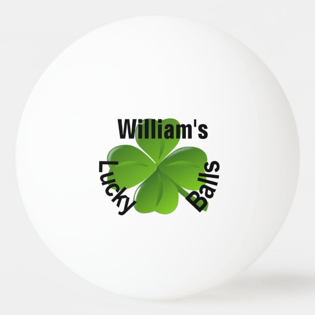 Personalised Four Leaf Clover Lucky Ping Pong Ball (Front)