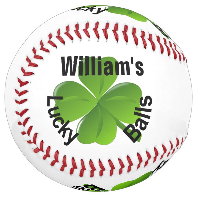 Personalised Four Leaf Clover Lucky Softball (Front Left)
