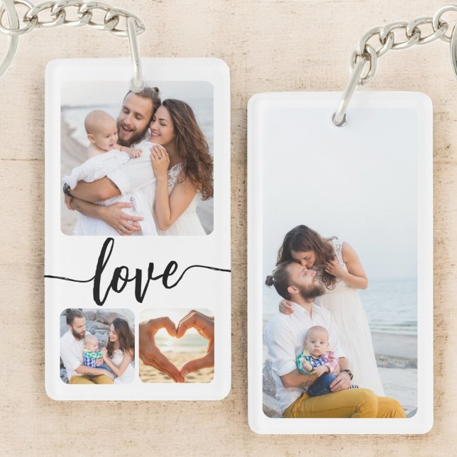Personalised Four Photo Custom Collage Text Key Ring (Creator Uploaded)
