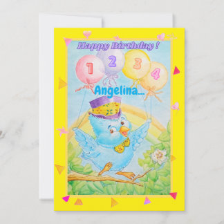 Personalised four years old birthday greeting card