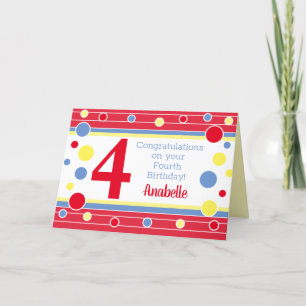 Personalised Fourth Birthday Card! Card