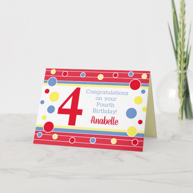 Personalised Fourth Birthday Card! Card (Front)