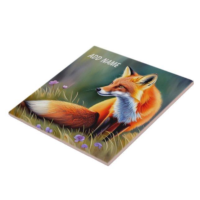 Personalised Fox Children's Ceramic Tile (Side)