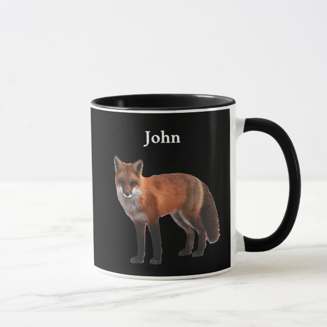 Personalised Fox On Black Mug (Right)