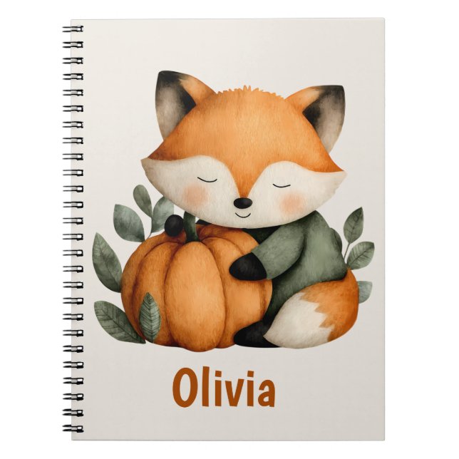 Personalised Fox Pumpkin Halloween Design Notebook (Front)