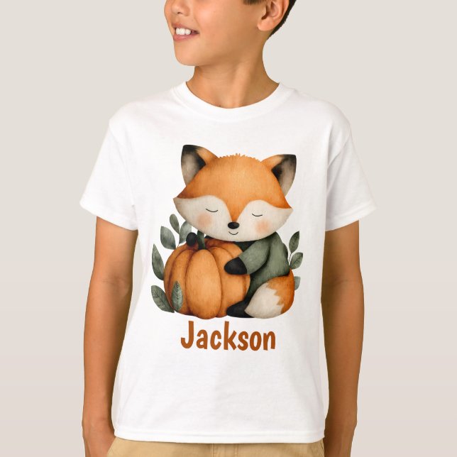Personalised Fox Pumpkin Halloween Design T-Shirt (Front)